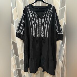 BloomChic Black Dress with White Patterns